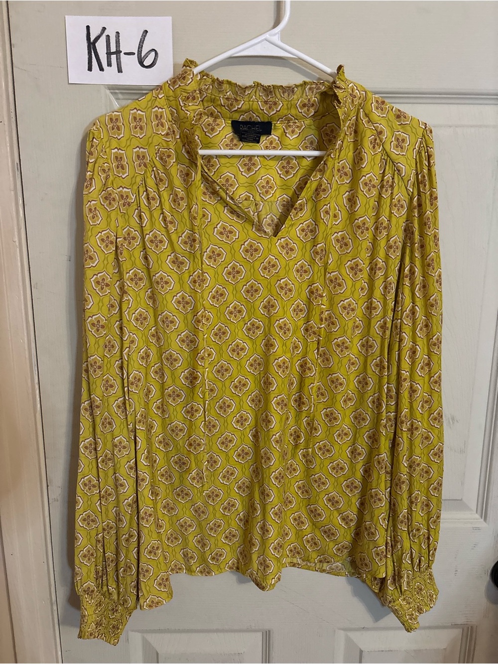 Rachel Roy Yellow Floral Print V-Neck Blouse